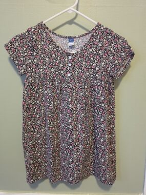 Old Navy Black Floral Pink and Cream Casual Dress